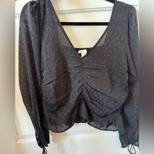 H&M black Womens blouse with hearts